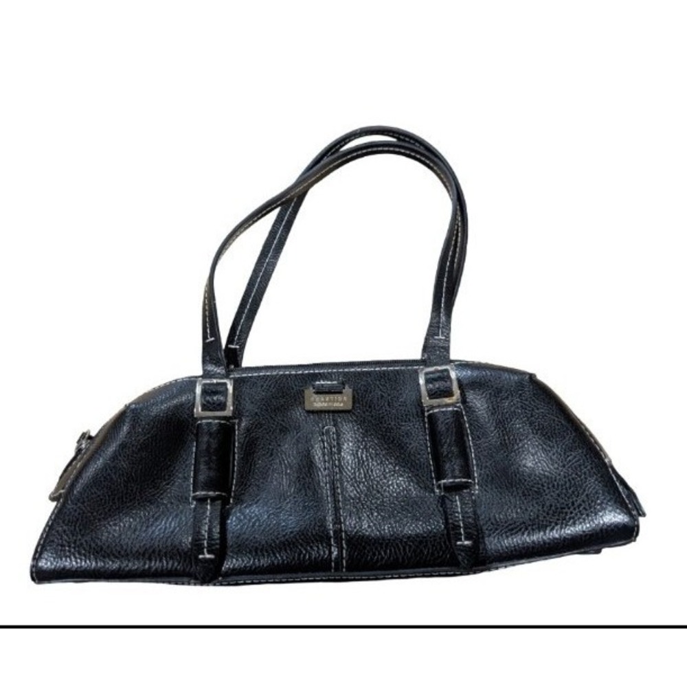 Kenneth Cole Reaction Black Leather Shoulder Bag Y2K Vintage Baguette Purse